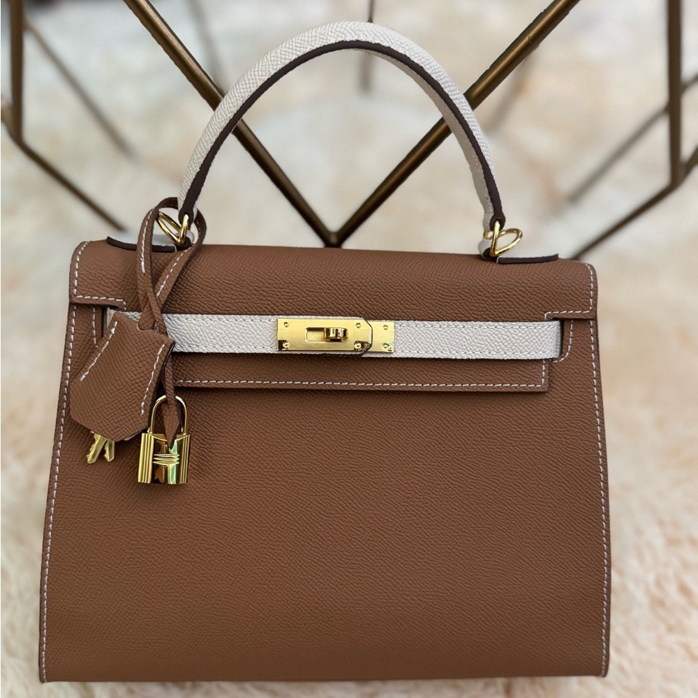 Mille Bags Brown & Cream Leather Handbag